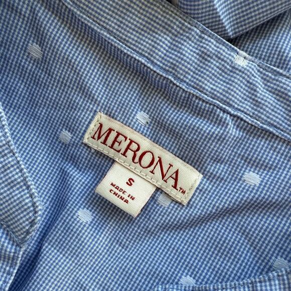 MERONA BLUE POLKA DOT COTTON SLEEVELESS SUN DRESS SIZE SMALL - Picture 5 of 7